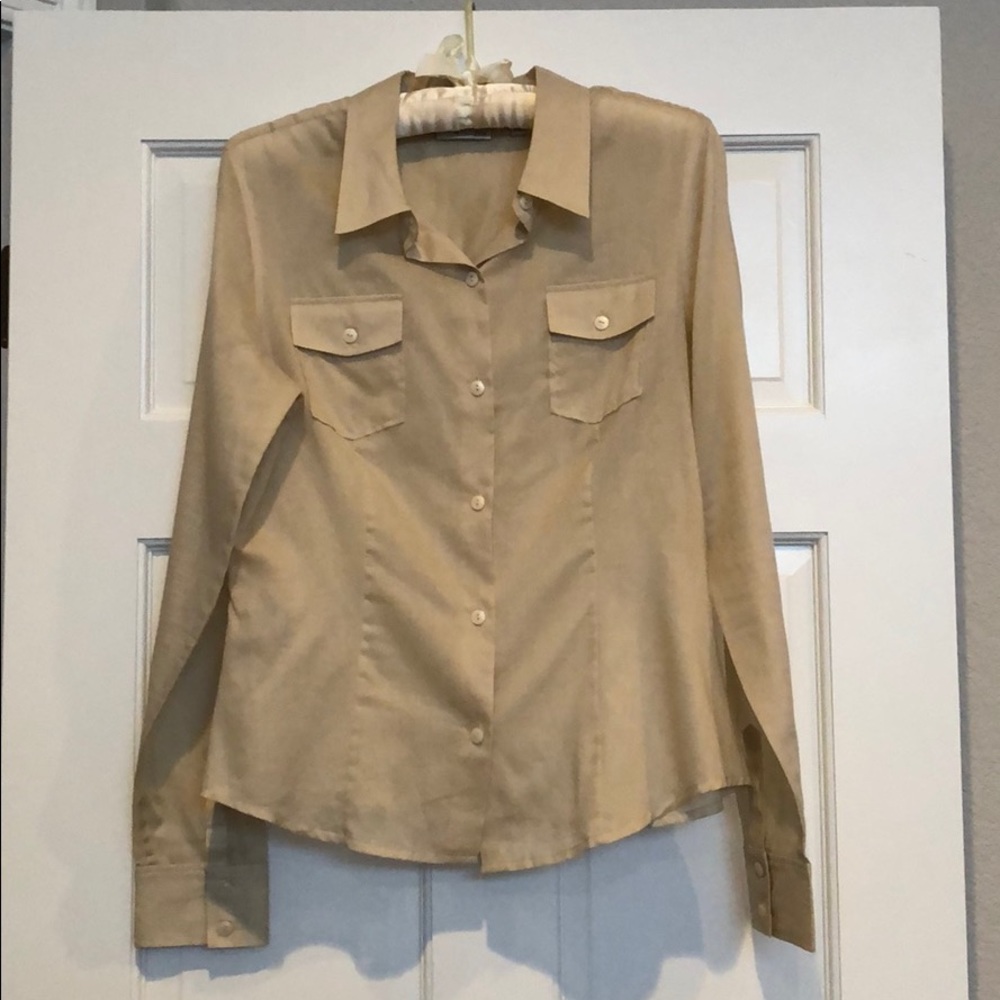 Sheer tan cotton blouse